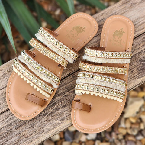 Boho Camel Champagne sandals