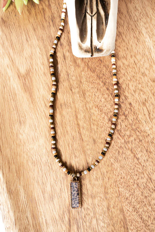 Leopard Bead Necklace - Brown