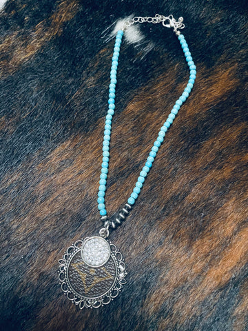 Keep It Gypsy Turquoise Concho Necklace
