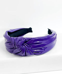 Purple Faux Leather Knot Headband