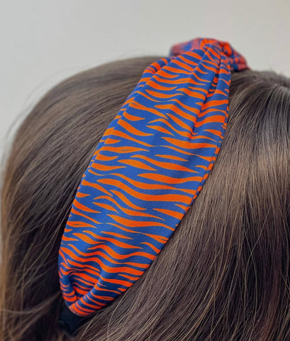 Orange & Blue Zebra Headband