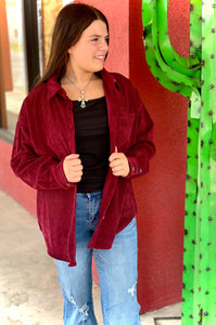 Seize The Day Corduroy Shacket - Maroon