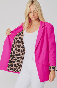 Hot Pink Leopard Blazer