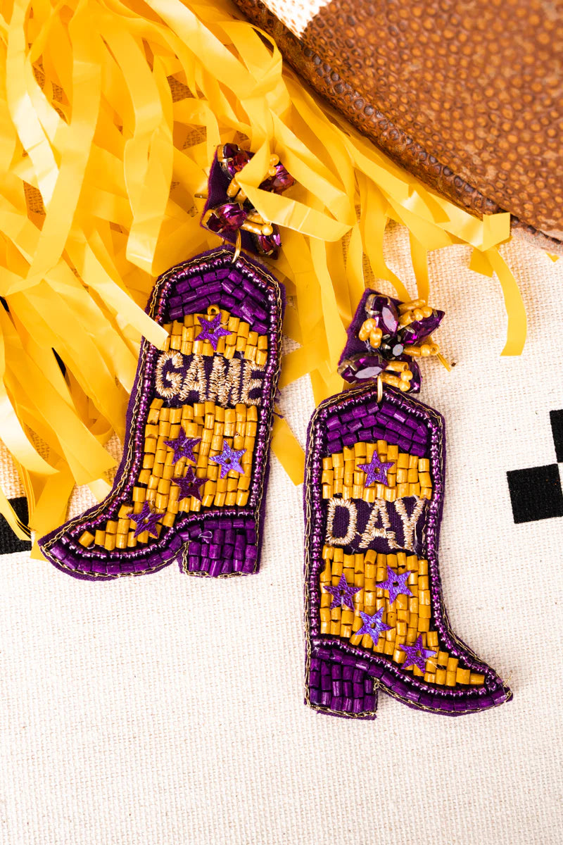 Purple & Gold Game Day Boot Earring