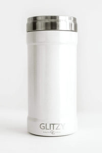 DOORBUSTER* Glitzy Can cooler - White Glitter