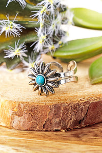 Turquoise Daisy Adjustable Ring