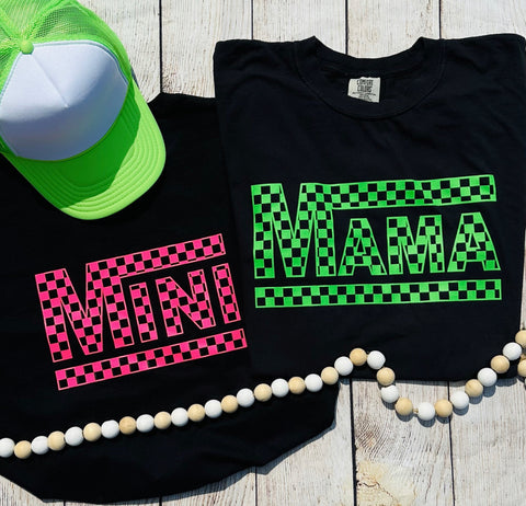 Checkered Mama Tee - Green
