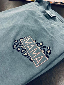 Mama Leopard Embroidered Tee
