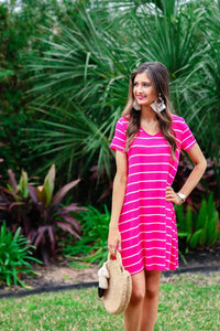 Abby Stripes Dress - Pink