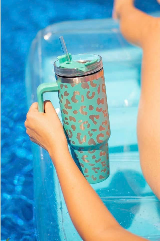 Leopard Tumbler - Turquoise