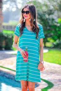 Abby Stripes Dress - Turquoise