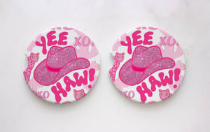 Neoprene Car Coasters - Pink Yeehaw