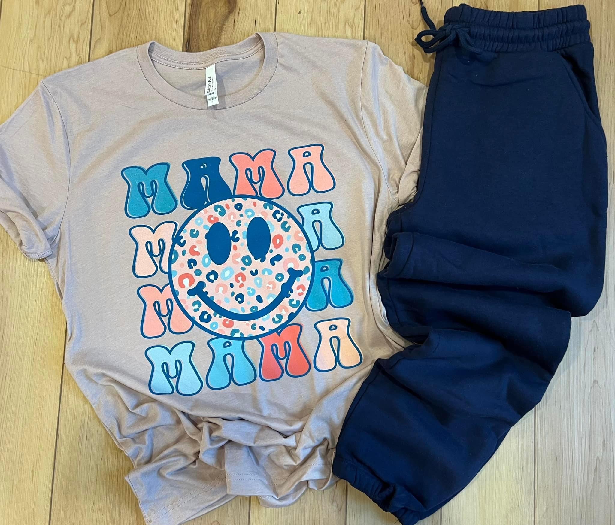Mama Stacked Smiley Tee