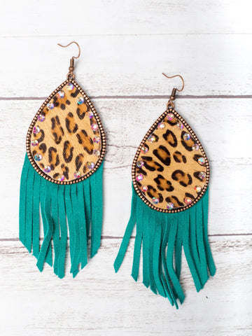 Cowgirl Fringe Leopard Earrings