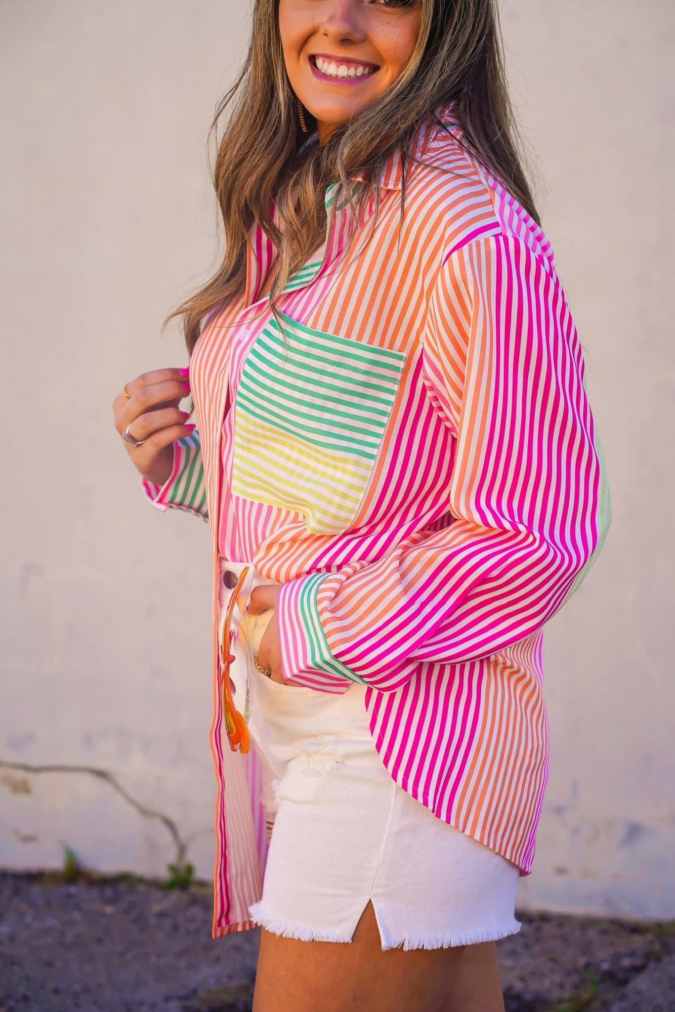 Paxton Button Up Striped Top