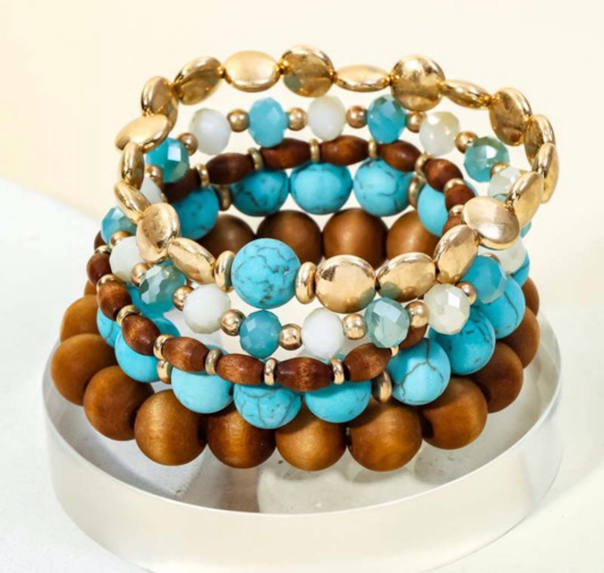 Turquoise & Brown Bracelet Stack - 5PC