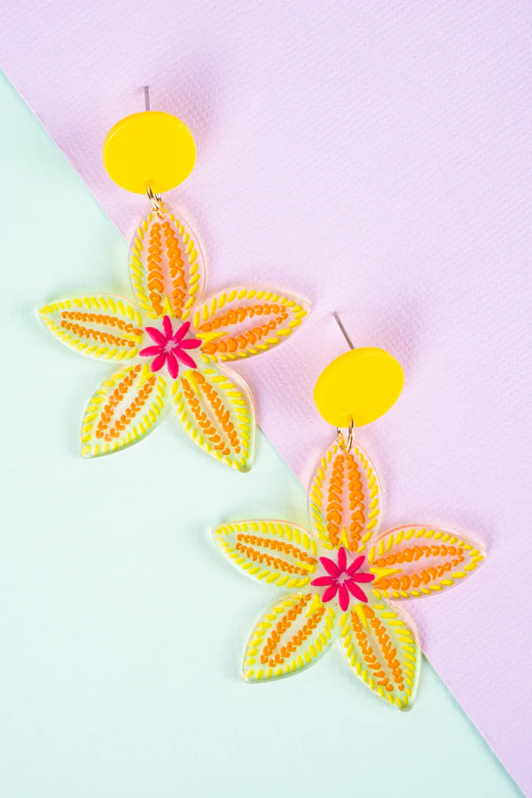 Yellow Laine Flower Earrings