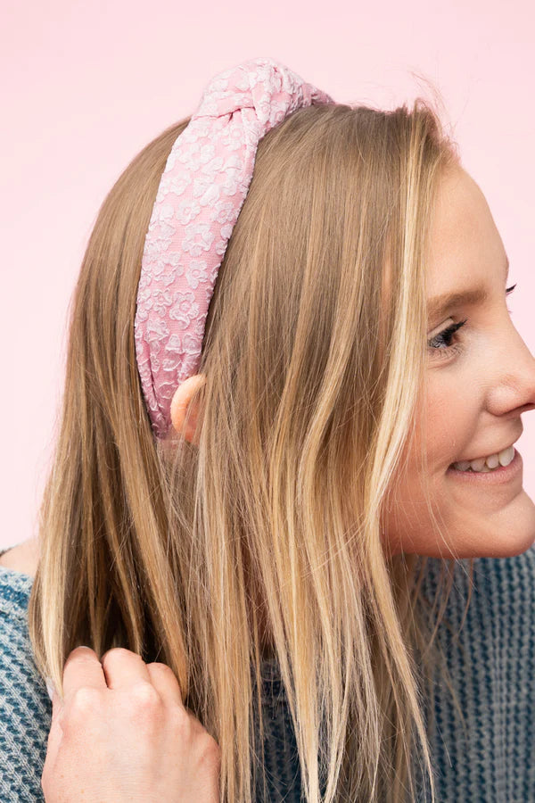 Floral Lace Headband - Pink