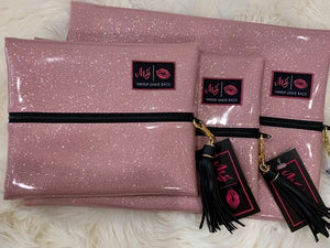 Makeup Junkie Bag - Soft Pink Glitter