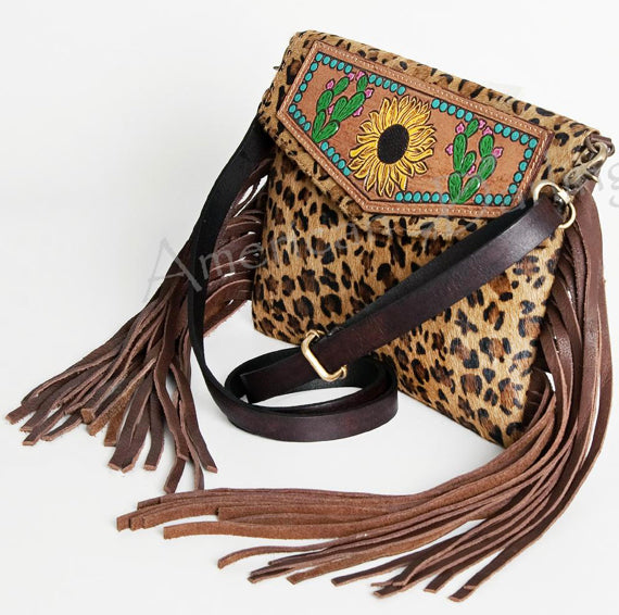 American Darling - Leopard with sunflower Cactus Small Crossbody