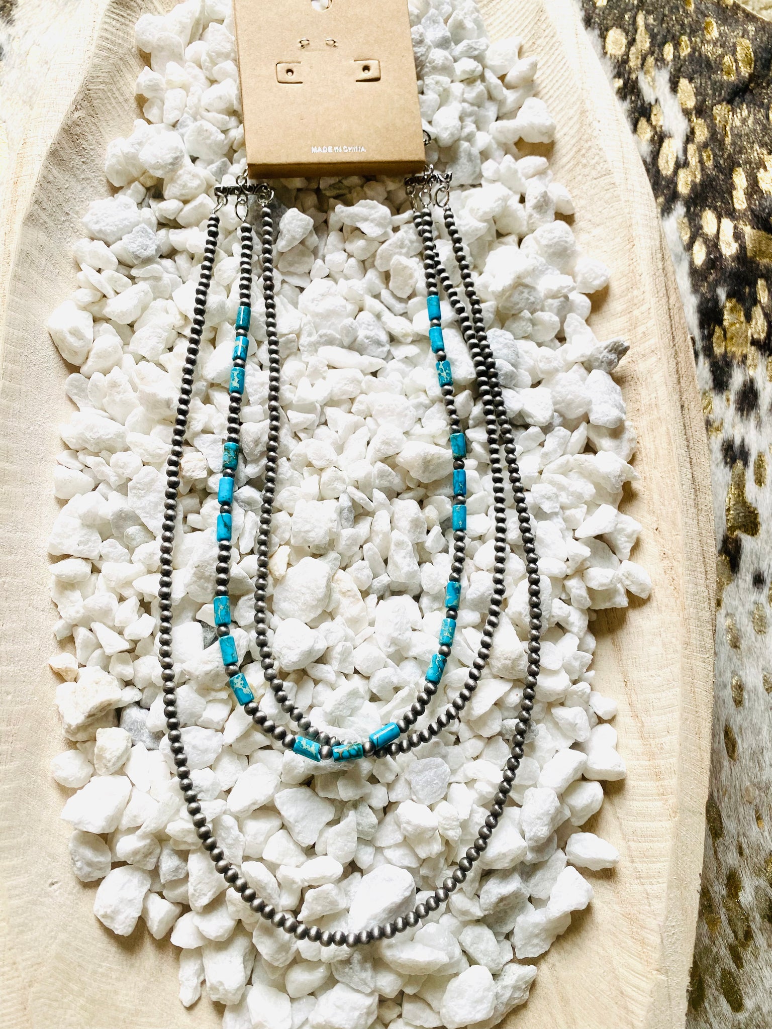 Triple Strand Navajo & Turquoise Necklace