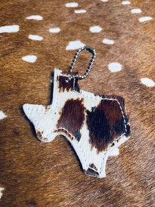 Mini Texas Hide Keychain - Brown Cow