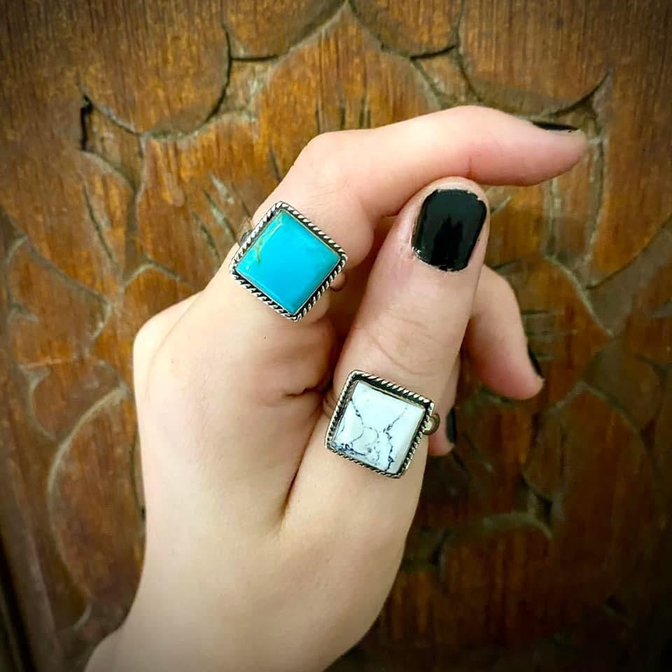 Adjustable Turquoise Square Ring