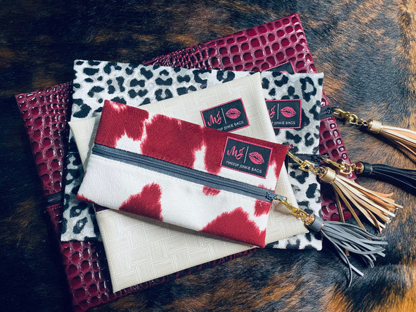 Makeup Junkie Bag - Maroon Cow