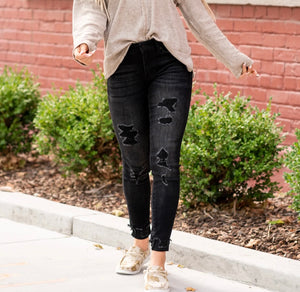 Cleo Quinn Black Distressed Skinny Jeans