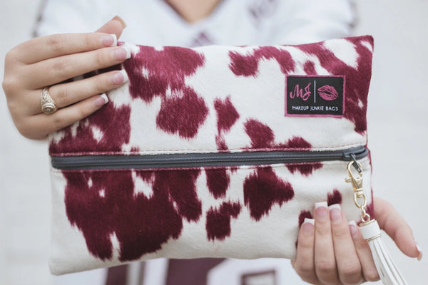 Makeup Junkie Bag - Maroon Cow