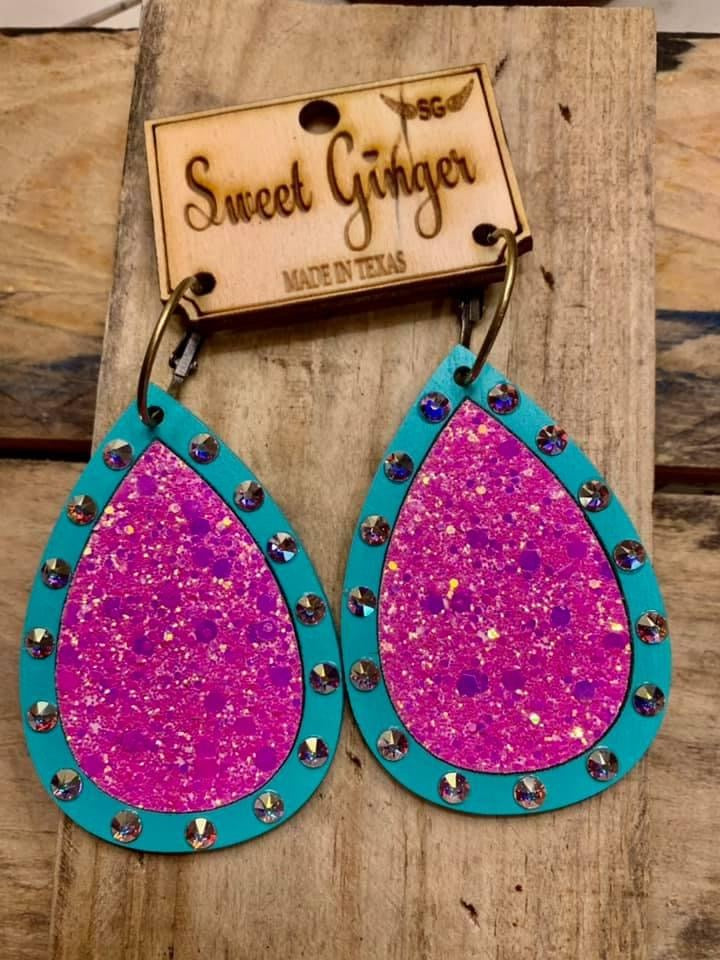 Pink & Turquoise Tear Drop