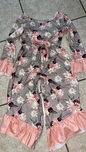 Grey Pink Floral Jumpsuit